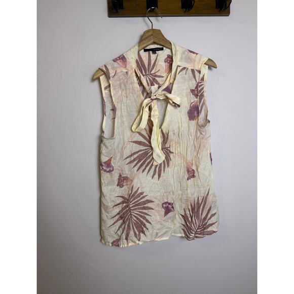 Harve Benard Floral Sleeveless Top Light Weight Tie Front Tropical Large - Picture 1 of 7